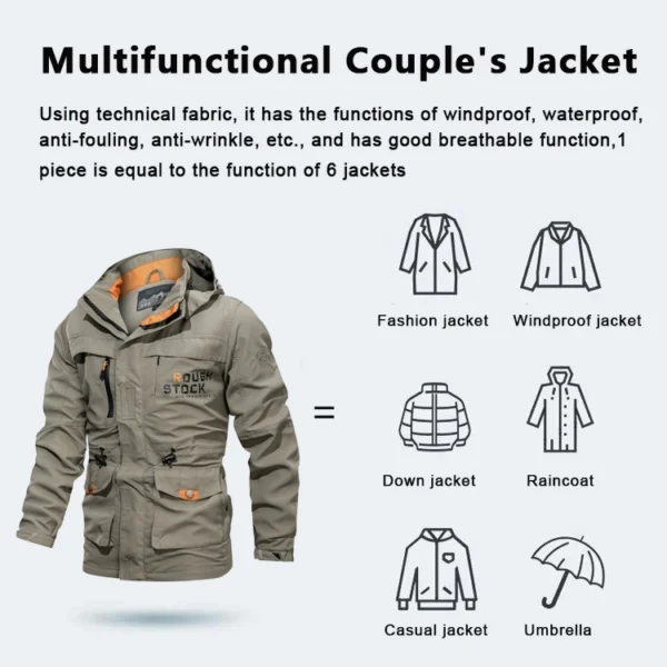 Waterproof Windproof Coat Hooded Jacket - Image 4